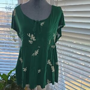 Green Floral Women's Top